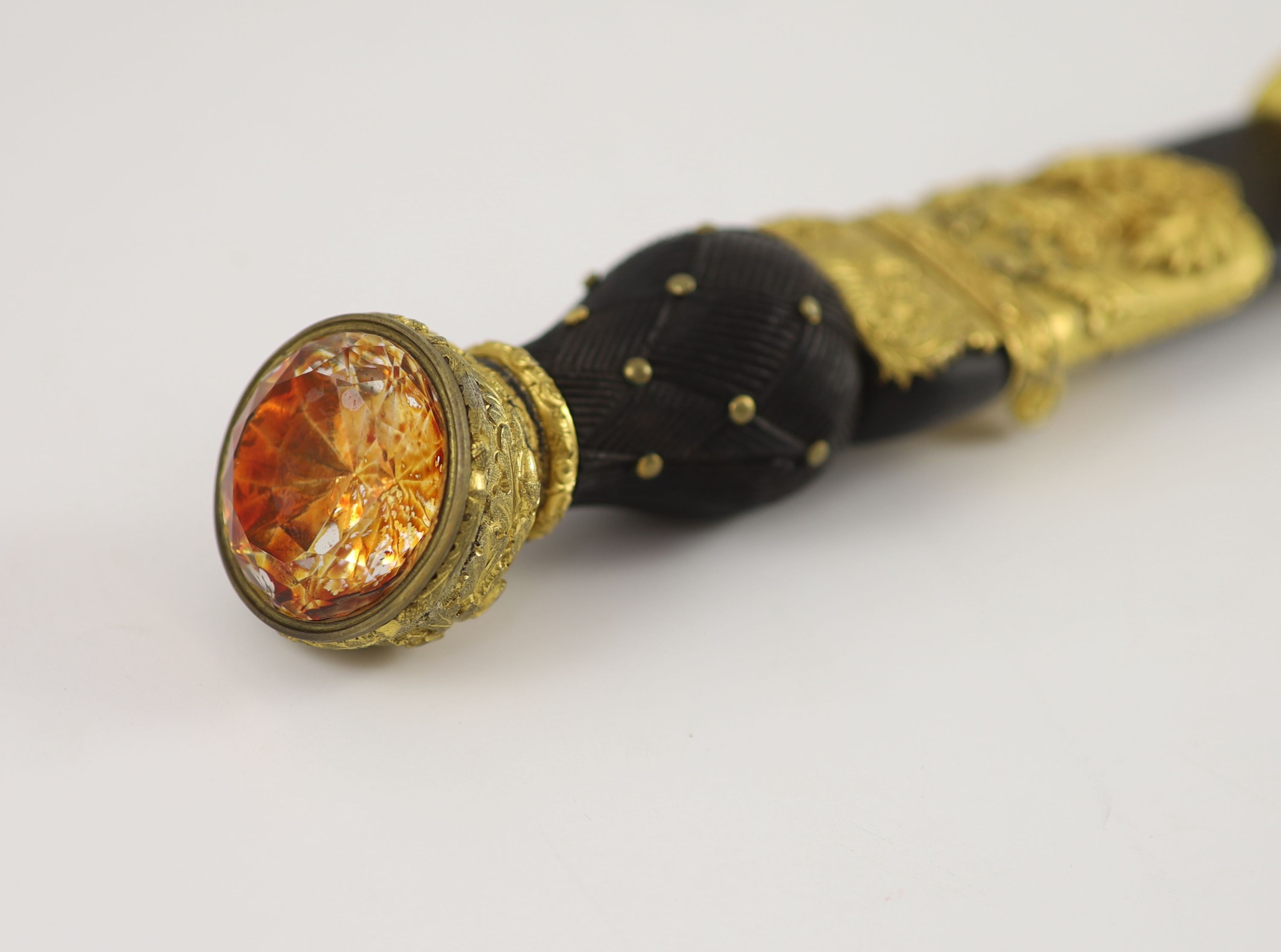 A 19th century Scottish ormolu mounted dirk and a similar skean dubh